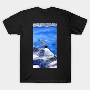 Seagull by the Ocean Watercolor T-Shirt